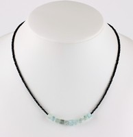 Schwarz Spinell mit Aquamarin kette,edelsteinkette,Collier,Halskette,Blau,Damen