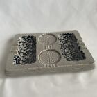 Vtg MCM Pottery Ashtray W Built In Coasters Table Top or Insert for Wire Stand ?