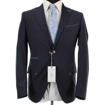 Eleventy Platinum NWD 羊毛运动外套/西装外套 46 码(36R 美国)纯色蓝色 — 第 1/4 张图片