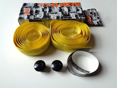 *NOS Vintage CINELLI Cork Ribbon handlebar tape with end plugs (Yellow)* - Image 1 of 4