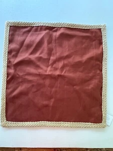 POTTERY BARN NWT Red Linen Jute Braid  20 x 20" Pillow Cover - Picture 1 of 5