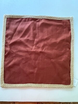 POTTERY BARN NWT Red Linen Jute Braid  20 x 20" Pillow Cover - Image 1 of 4