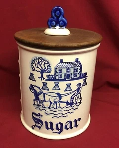 Metlox Poppy Trail Sugar Canister w/Lid Provincial Blue - Picture 1 of 4