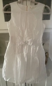 J Crew Crewcuts Girls Size 12 White Dress Bow Short Knee Length Summer - Picture 1 of 7