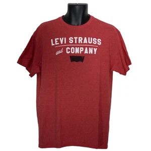 Levi's Shirt Mens Large L Red Graphic Tee Cotton Blend Crew Neck - Picture 1 of 4