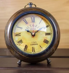 Handmade Antique Wooden Table Top Clock Desk Clock Nautical Style Home & Office - Picture 1 of 6
