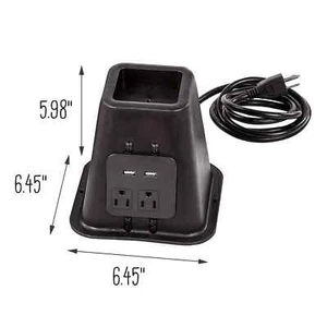Black Bed Risers with Power Outlets & USB Ports, 5.5", Set of 4 - Picture 1 of 7