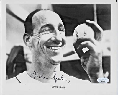 Warren Spahn, Braves & Hall of Fame pitcher — Autographed 8 x 10 — JSA Certified - Image 1 of 2