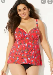 Swimsuits For All Women's Plus Size Bra Sized Faux Flyaway Underwire Tankini Top - Picture 1 of 12