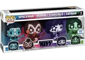 FUNKO POP! EXCLUSIVE KISS COLOR SPOTLIGHT 4-PACK SPACEMAN-DEMON-STARCHILD-CATMAN - Picture 1 of 2