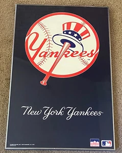 NY YANKEES FRAMED LOGO POSTER : 34-3/4 x 22-1/4 INCHES - Picture 1 of 1