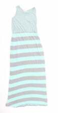 Pink Rose Womens Green Striped Cotton Tank Dress Size S Boat Neck Pullover