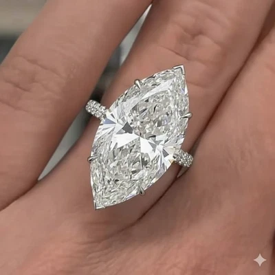 Anillo de compromiso solitario de lujo estilo celebridad 7,5 quilates marquesa F VS1 cultivado en laboratorio Foto 1 de 4