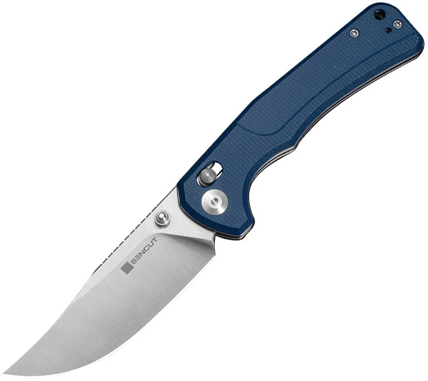 SENCUT Slybolt Crossbar Lock Blue Micarta Folding 9Cr18MoV Pocket Knife 25001A2
