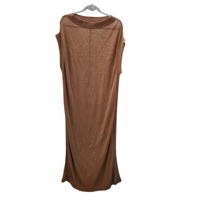 Zara Midi Dress Medium Brown Sheer Cap Sleeve Minimalist Bloggers Favorite Boho - Image 1 of 4