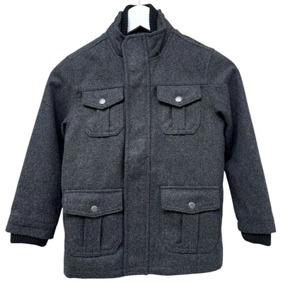 GAP Kids Coat Size Small Boys Gray Wool Blend Cargo Utility Jacket Peacoat - Image 1 of 4