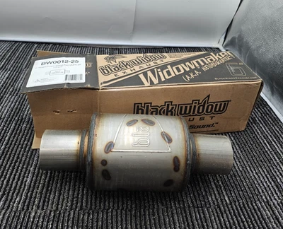 Black Widow BW0012-25 Widowmaker SS Oval Gray Exhaust 2.5 Inch Muffler Universal - Image 1 of 4