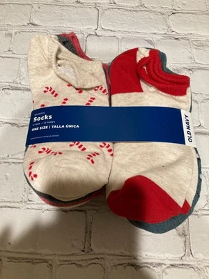 Old Navy 全新带标签女式 OSFA 12 双节日圣诞假日船袜 — 第 1/4 张图片