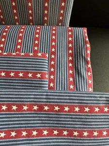 Vtg Patriotic Springs Full Sheet Set Red White Blue Stripes Stars 4pc Americana - Picture 1 of 24