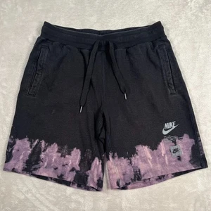 Nike Sweatshorts Herren Large schwarz Acid Wash elastischer Bund Fleece zum Überziehen verblasst - Bild 1 von 14