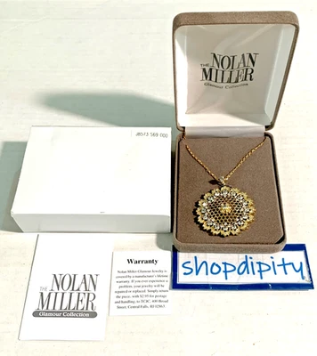 NOLAN MILLER Flor de nido de abeja calado COLGANTE Y COLLAR DE CADENA DE 24" tono dorado NUEVO Foto 1 de 4