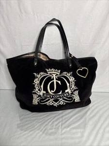 Juicy Couture Vintage schwarz Velours Wappen Krone Herz Handtasche 2000er MillennialClub - Bild 1 von 11