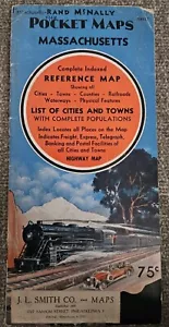 1948 Rand McNally Pocket Road Railway Waterway Highway Map Massachusetts Indexed - Picture 1 of 4