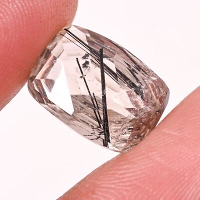 Natural Black Rutile Quartz Radiant Faceted Cut Loose Gemstone 6.15 Ct 14X10X6mm - Image 1 of 3