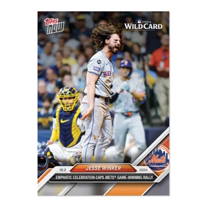 2024 TOPPS NOW #799 JESSE WINKER - GORRAS DE CELEBRACIÓN ENFÁTICAS METS RALLY GANADOR - Imagen 1 de 2