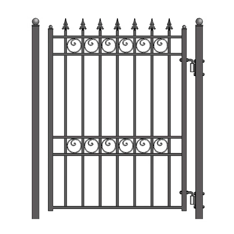 ALEKO Oslo Style Ornamental Iron Wrought Garden Pedestrian Gate 5'x4' Black