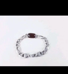 Vintage SOLID SILVER long Chunky CURB LINK BRACELET  - Picture 1 of 12