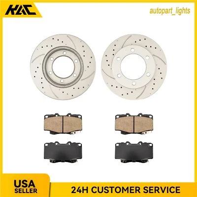 Front Drilled Disc Brake Rotors & Ceramic Pads For Toyota Tacoma 1999-2004 - Image 1 of 4