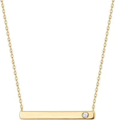 Collar de barra de piedra de nacimiento de cristal enchapado en oro de 14K delicado para mujeres niñas joyas Foto 1 de 4