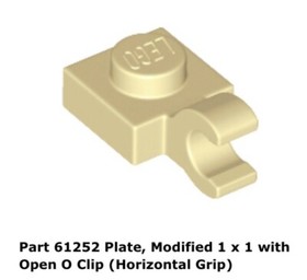 Lego 3x 61252 Tan Plate, Modified 1 x 1 with Open O Clip 10236 Ewok Village