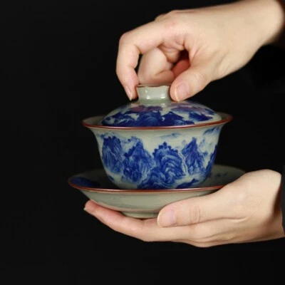 Jingdezhen porcelana gaiwan boutique artesanía hecha a mano puré SanCai cuenco platillo Foto 1 de 4