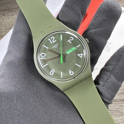 NEW✅LIMITED EDITION✅ SWATCH BACKUP GREEN Olive Green watch SUOG706 - image 1 of 4