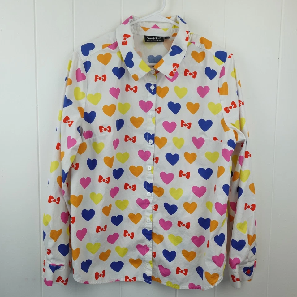 ModCloth for Hello Kitty Hearts and Bows Button Up Top X-Large - Image 1 of 4