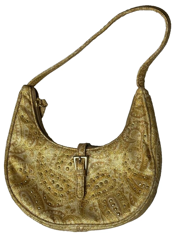 De colección Y2K Liz Claiborne Hobo Cartera Dorado Paisley Adornado Bolso de Hombro Hada Foto 1 de 4
