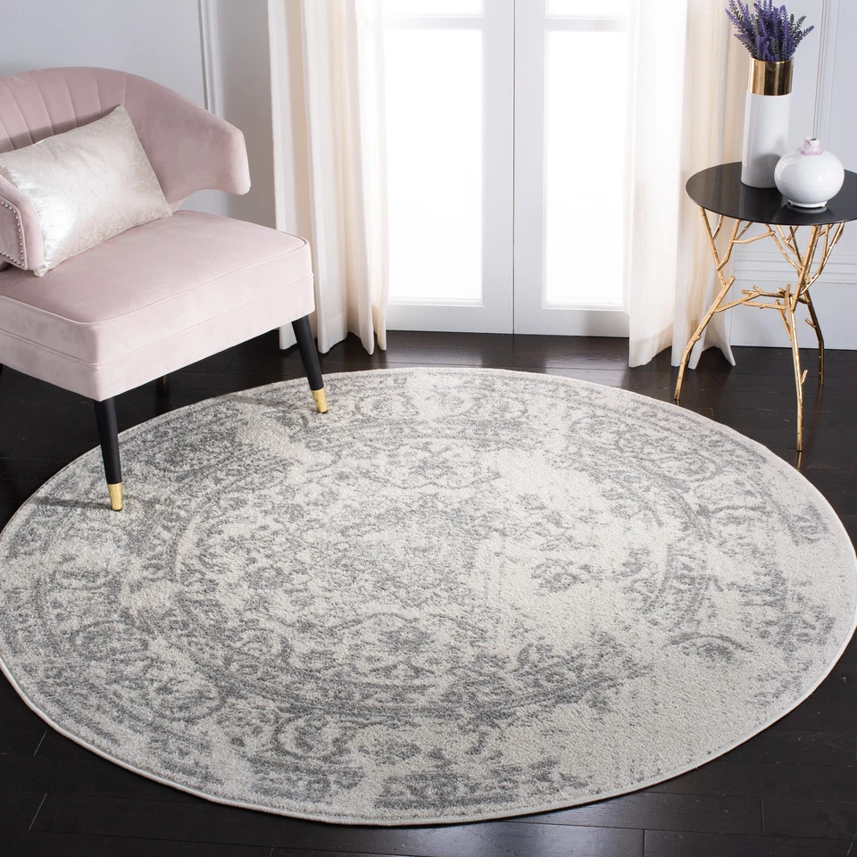 Safavieh Adirondack Collection Adr101b Ivory and Silver Oriental Vintage Round