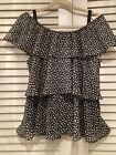 Nwot Willi Smith Black White Polka-Dot 2 Pc Off Shoulder Tiered Top & Cami M