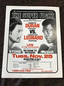Original on-site poster Roberto Duran vs. sugar ray Leonard 2 No Mas Rare 14x18 - Picture 1 of 11