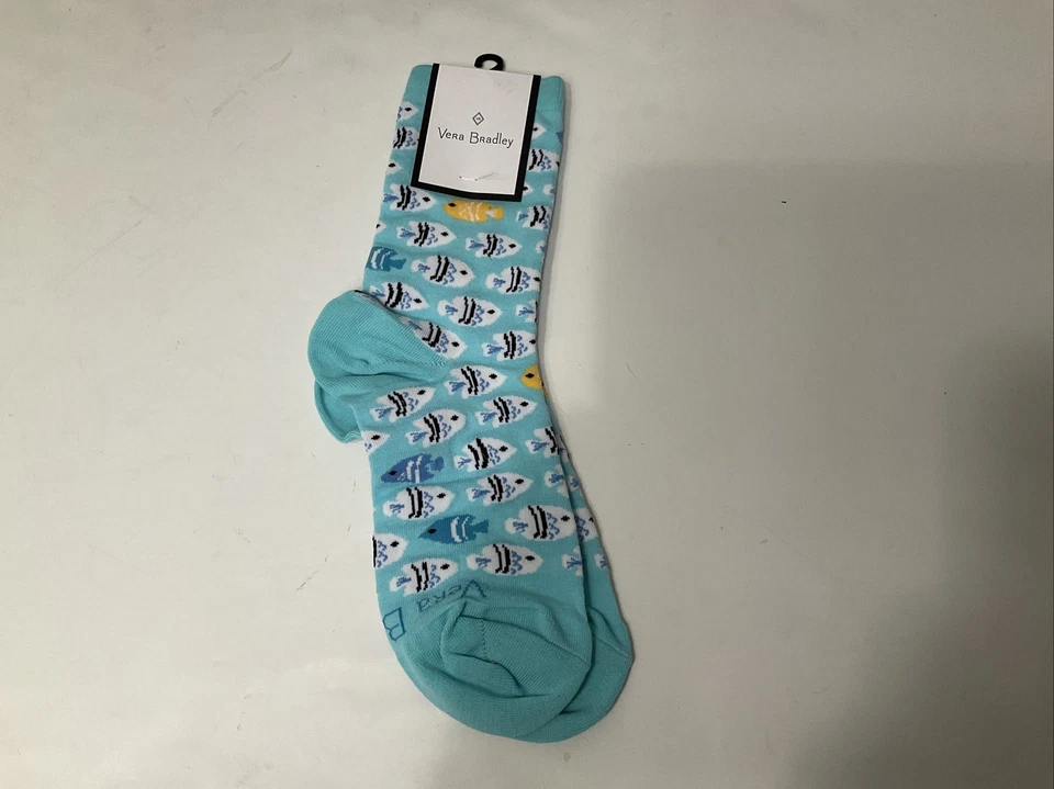 Calcetines Vera Bradley Crew Lagoon Fish Light Nuevos con Etiquetas Foto 1 de 1