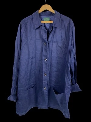 Lauren Ralph Lauren Blazer 3X Blue Linen Button Jacket Lagenlook Quiet Luxury - Image 1 of 4