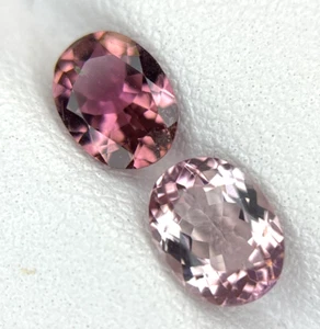 Natural Tourmaline Oval Cut Stone Pair 8x6 mm 2.48 Cts Multi Tourmaline Faceted - Picture 1 of 3