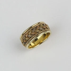 14k Yellow/Rose/White Gold Women's Braided Wide Band Ring Size 5.25 - Picture 1 of 3