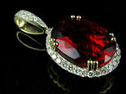 Men's 14K Yellow Gold Over With Stunning 3 CT Red Ruby and Diamond Pendant Charm