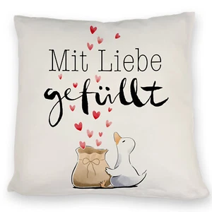 Ente Kissen mit Spruch Mit Liebe gefüllt - Bild 1 von 40
