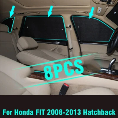 Guarda-sol privacidade prata preto acampamento janela lateral 8X para Honda Fit Hatchback 08-13 - Imagem 1 de 4