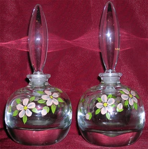 Large Hand Painted Pair of Vintage Pefume Bottles - Picture 1 of 8