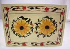Recipe Box Wood Daisies Certified International Margaret Le Van w Cards